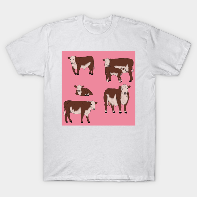Hereford Cattle Pattern Pink Cows TShirt TeePublic
